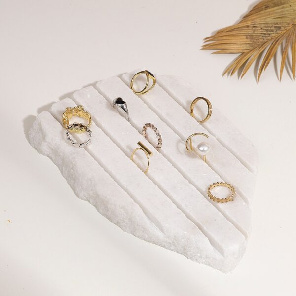 Dolomite Ring Stand | Crystal White Stone Display Stand