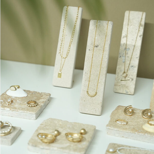 Natural Stone Jewelry Display Set | Premium Necklace & Ring Organizer Stands