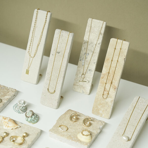 Natural Stone Jewelry Display Set | Premium Necklace & Ring Organizer Stands
