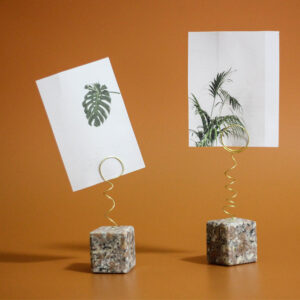 Nordic Marble Photo Holder | Brass Spiral Card Display Stand