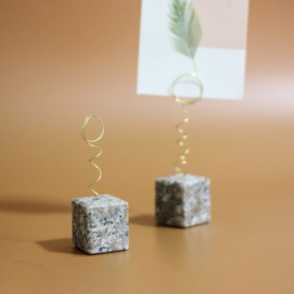 Nordic Marble Photo Holder | Brass Spiral Card Display Stand