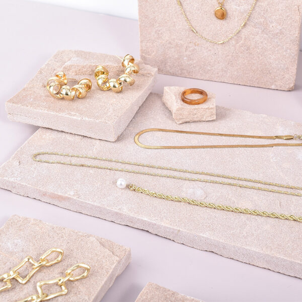 Pink Sandstone Jewelry Display Set | Natural Stone Photography Props