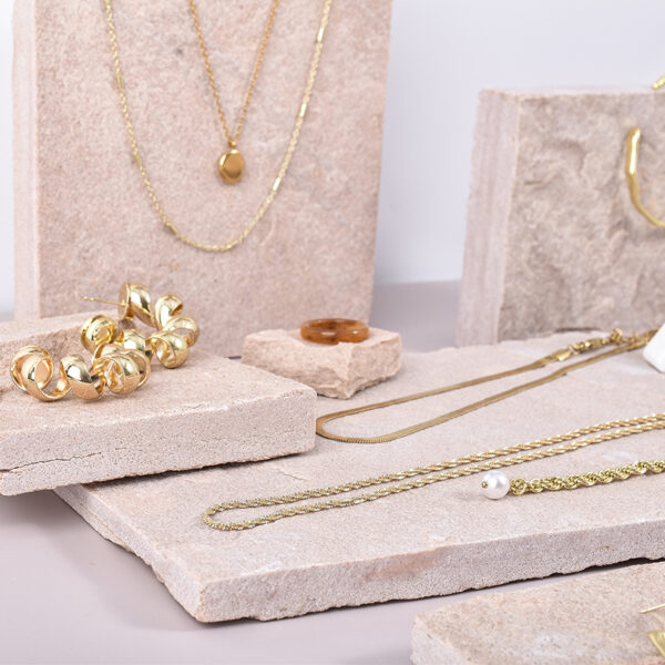 Pink Sandstone Jewelry Display Set | Natural Stone Photography Props