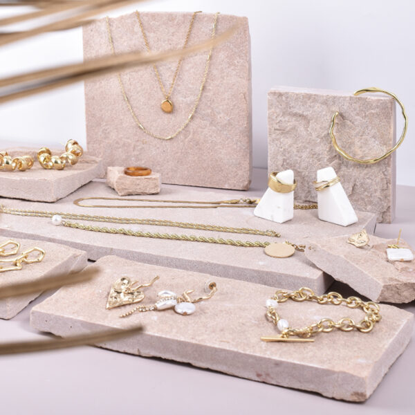 Pink Sandstone Jewelry Display Set | Natural Stone Photography Props