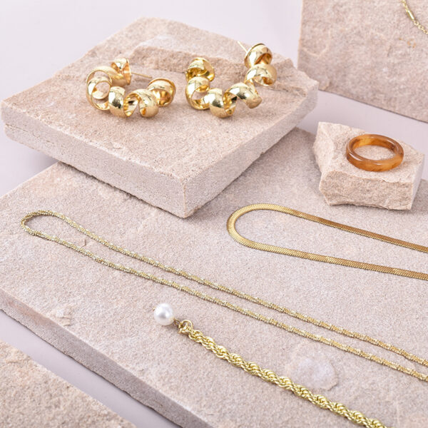 Pink Sandstone Jewelry Display Set | Natural Stone Photography Props