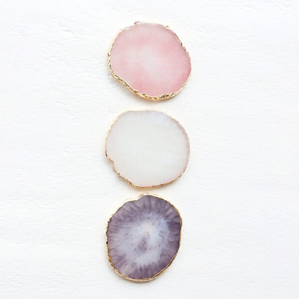 Japanese Style Painted Resin Agate Display Plate | Gold Edge Jewelry Photography Prop