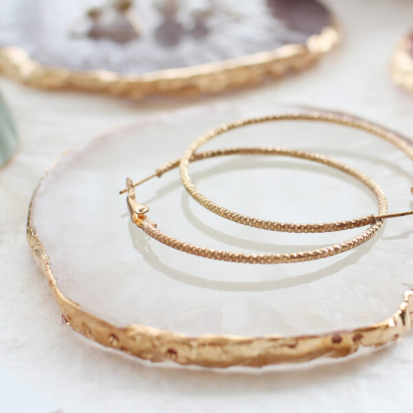 Japanese Style Painted Resin Agate Display Plate | Gold Edge Jewelry Photography Prop