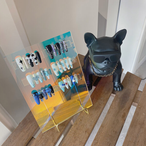 Holographic Acrylic Nail Display Board | Iridescent Press-On Nail Organizer Stand