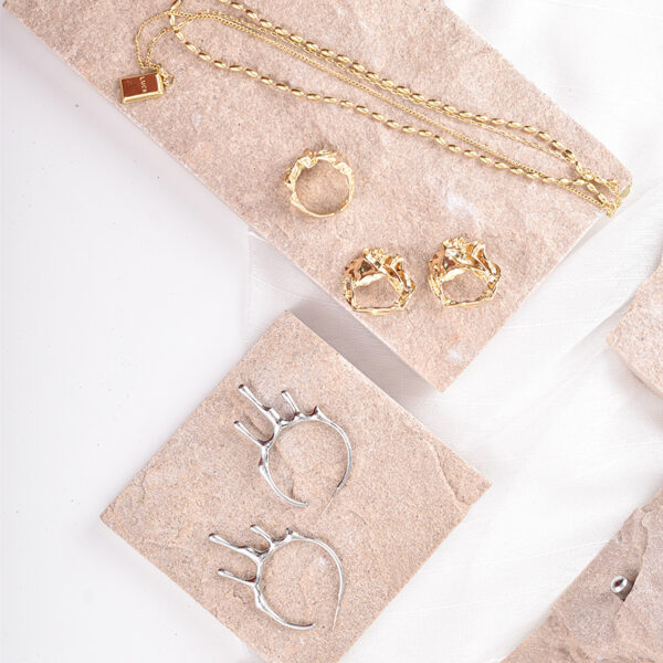 Natural Stone Jewelry Display Stand | Handcrafted Pink Stone Organizer