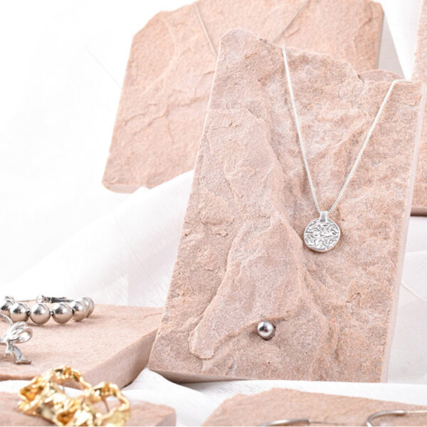 Natural Stone Jewelry Display Stand | Handcrafted Pink Stone Organizer