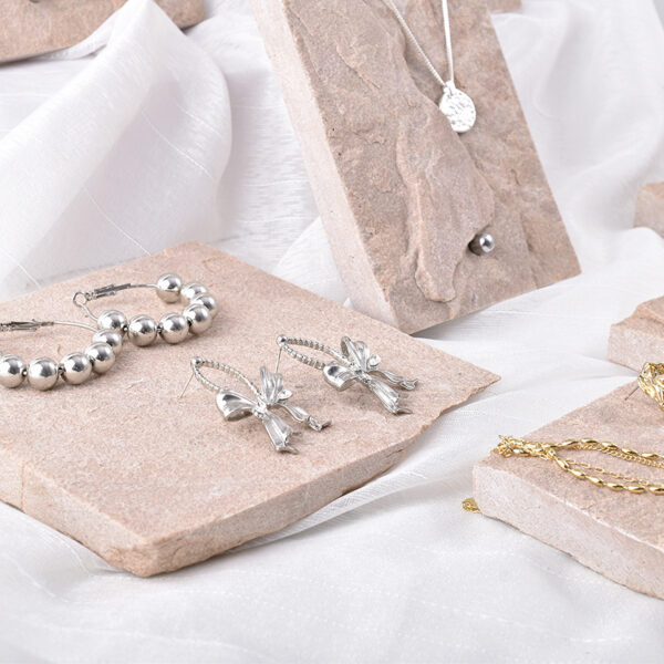 Natural Stone Jewelry Display Stand | Handcrafted Pink Stone Organizer