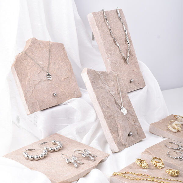 Natural Stone Jewelry Display Stand | Handcrafted Pink Stone Organizer