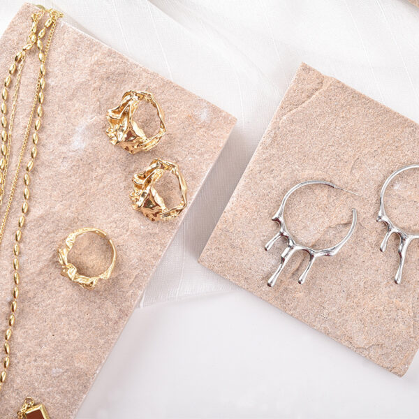 Natural Stone Jewelry Display Stand | Handcrafted Pink Stone Organizer